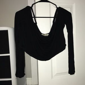 Baluoke Long- Sleeved Off The Shoulder Crop Top